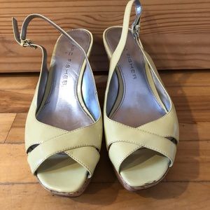 Marc fisher patent leather yellow wedges.